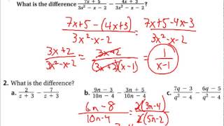 11 4 Add and Sub Rational Expressions [upl. by Ainollopa]