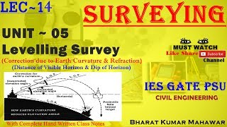 Surveying Lec 14U5 Levelling Survey Curvature amp Refraction Correction by Bharat Kumar Mahawar [upl. by Eruot]