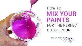 How to mix your paints for the perfect dutch pour acrylic pour painting [upl. by Eiramyelhsa]