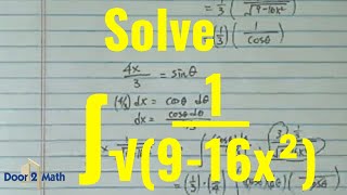 INDEFINITE INTEGRAL EXAMPLE  Solve ∫1√916x²  Calculus [upl. by Amihc]