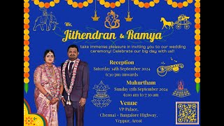 Wedding  Jithendran amp Ramya 15092024 [upl. by Ttirb]