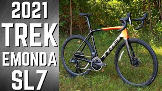 Aero  Light  Electronic  2021 Trek Emonda SL7 eTap Review of Features and Weight [upl. by Cybil645]