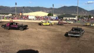 Tooele County Fair Demolition Derby 08032013 Stock Class Heat One [upl. by Enymzaj]