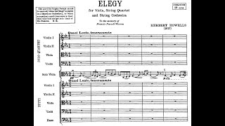 Herbert Howells  Elegy for Viola String Quartet and String Orchestra Score Video [upl. by Zwiebel]