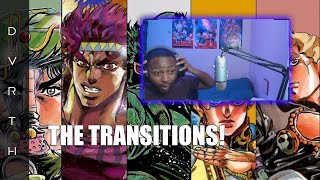 THESE TRANSITIONS ARE FIRE Reacting to All Jojos Theme Songs Phantom Tendency Stardust is Golden [upl. by Deyas658]