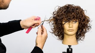 Curly Layered Haircut Tutorial  Full Step By Step [upl. by Ellenoj]