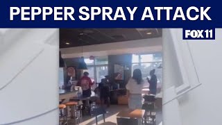 Woman pepper sprays kids at a Taco Bell in LA County [upl. by Coplin]