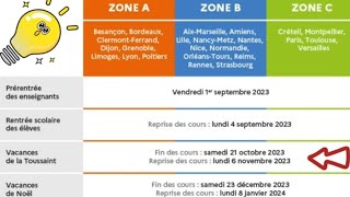 Le calendrier des vacances en France pour lannée scolaire 20232024 [upl. by Nielson]