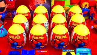 12 SpiderMan Surprise Eggs Marvel Heroes Easter Unboxing Superheroes Hot Toys from Spiderman Movie [upl. by Tima867]