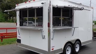 Concession Trailer 85 x 14 White Event Custom Enclosed Kitchen [upl. by Onailimixam]