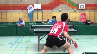 Tischtennis Super Ballwechsel Great ralley FlSchreiner vs Qiu Liang DJM 2013 Finale [upl. by Attelliw]