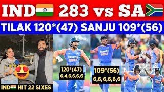 IND🇮🇳 2831 😱 Biggest Total vs SA🇿🇦  Sanju Samson 109 Tilak Varma 120  Pak Public Reactions [upl. by Gustav]