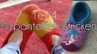 Filzpantoffeln stricken Erweiterung Sohle [upl. by Samala469]