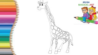 How To Draw A Giraffe Drawing easy musamagicalart [upl. by Ahseina933]