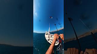 Action of a Crazy Kitesurfer 😱 Flying over a Mega Yacht with a Kite 🤯 GeorgeKintis [upl. by Helsa128]