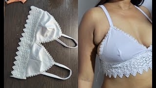 DIY Easy Bralette Making At Home  Handmade Lingerie [upl. by Larok]