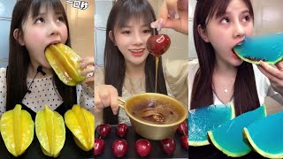 ASMR MOST POPULAR FOOD  Watermelon Jelly Fruits Tanghulu  Eating chewy sounds MUKBANG [upl. by Enimasaj]