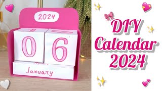 DIY Calendar 2024  How To Make Cute Desk Calendar For New Year  DIY  Paper Table Calendar [upl. by Eiramanin]