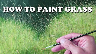 How to paint realistic grass  painting grass tutorial [upl. by Eneleuqcaj]