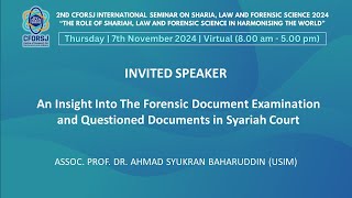 CFORSJ i CONF 2024 INVITED SPEAKER ASSOC PROF DR AHMAD SYUKRAN BAHARUDDIN [upl. by Erkan]