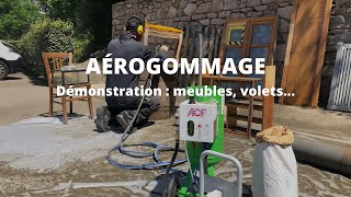 Aérogommeuse pour le décapage doux sur le bois  meubles volets [upl. by Nodnal73]