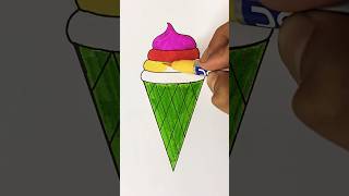 🍦satisfying art ice cream colourful drawingshorts trending [upl. by Auhsohey388]