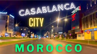 A tour of the streets of Casablanca at night Downtown Morocco 🇲🇦  vidéo music person walking [upl. by Acimaj292]