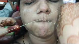 Upper lip hair removal ll thread se upper lips kaise kare [upl. by Annavaj967]