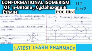 CONFORMATIONAL ISOMERISM OF nBUTANE  CYCLOHEXANE amp ETHANEPOCIIIrdU2 Lec3 [upl. by Ahsikcin995]