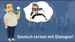 Deutsch lernen  Ein Tag im Leben eines Superhelden  Wortschatz Tagesablauf  Akkusativ [upl. by Greggs]