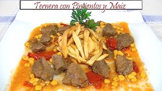 Ternera con Pimientos y Maíz  Receta de Cocina en Familia [upl. by Eigla]