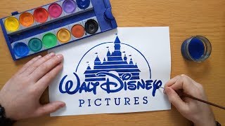 Walt Disney logo Walt Disney Pictures  Disney Castle  painting [upl. by Yelrebma832]