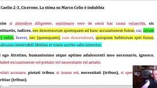 Pro Caelio 2 3 Cicerone La stima su Marco Celio è indubbia [upl. by Atirabrab846]