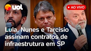 Lula Tarcísio e Nunes falam ao vivo e assinam contrato de créditos do BNDES para obras em São Paulo [upl. by Llibyc247]