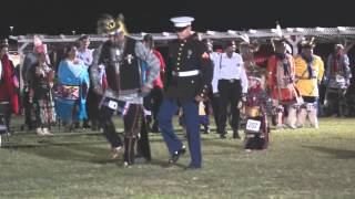 US Marine War Dancing at Iowa Tribe of Oklahoma Powwow 2014 [upl. by Nisior]