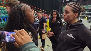 SAVANNAH MARSHALL amp CLARESSA SHIELDS BUMP INTO EACH OTHER AFTER MMA PRO DEBUT STOPPAGE WIN [upl. by Pammy497]