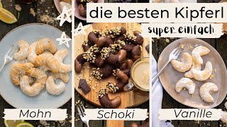 3 unglaubliche KipferlKreationen für deine Weihnachtsbäckerei  Vanille  Schoko  MohnZitrone [upl. by Ailaza]