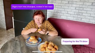 Mom Olga tries binangkal cooked in two ways [upl. by Bashemeth]