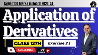 Application of Derivatives Exercise 21 Q2 to 5  Class 12th Maths JEE CET Maharashtra Board [upl. by Melac]