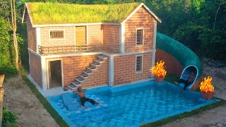 120 Days Building Underground twostory House with water Slide To Swimming Pool [upl. by Hazel]