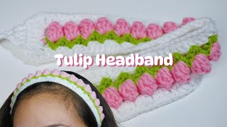 Crochet Tulip Headband  Tutorial for beginners [upl. by Katheryn17]