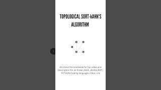 Topological Sort using Kahn’s Algorithm  Easy Explanation topologicalsort codinginterview [upl. by Adirem]