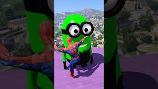 Spiderman vs Minions Epic Ragdoll Battle in GTA V  Episode 33 gta5 shorts gta [upl. by Flagler]