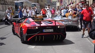 SLR Stirling Moss  Aventador SV causing chaos in Munich [upl. by Einnos188]