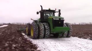 Awesome Big Tractor Power At Work 2016 Chisel Plowing in the Snow [upl. by Notnilc]