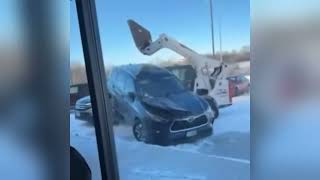 BOBCAT DRIVER GOES ON CRAZY RAMPAGE AT HOME DEPOT PARKING LOT [upl. by Riker]