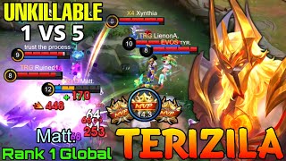 1 VS 5 Totally Unkillable Terizla MVP 14 Points  Top 1 Global Terizla by Matt  Mobile Legends [upl. by Akiemaj]