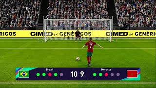 ركلات ترجيح المغرب ضد البرازيل  تصفيات كاس العالم2026  Morocco vs Brazil  PES Gameplay [upl. by Nihi]