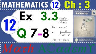 Math 12 ✅ Ex 33 Q 7 to 8  2nd year math  Exercise 33 Question 7 Chapter 3 class 12 Mathematics [upl. by Neisa]