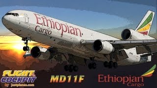 Cockpit MD11 with ETHIOPIAN to Africa Asia amp Europe [upl. by Brink515]